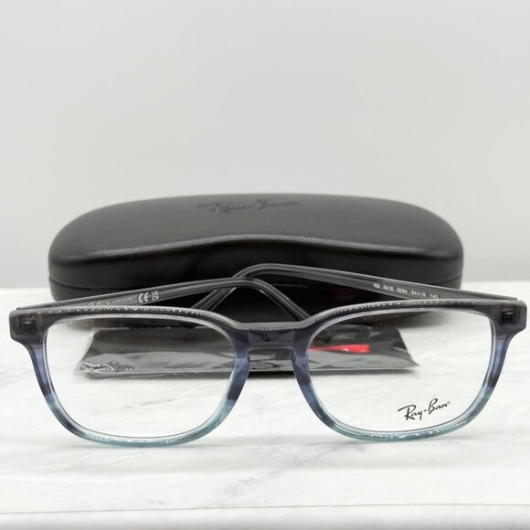 Ray-Ban RB5418 8254 Polished Striped Gray & Blue Square Eyeglasses Frames 56-19 - Picture 1 of 10